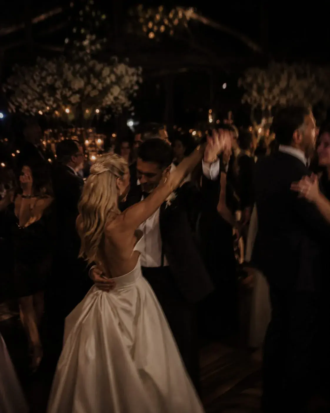 The couple's first dance under the lights